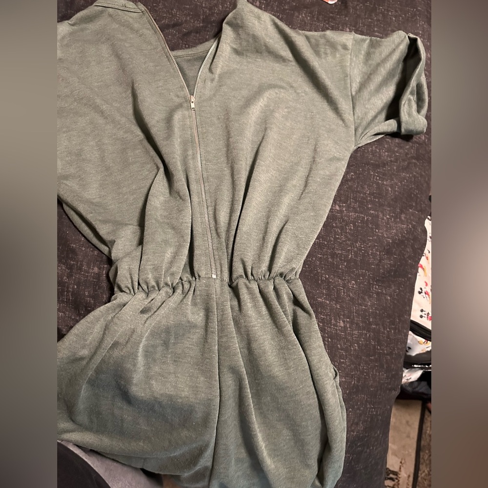Fashion Nova Green Jumpsuit with Tie Waist - Picture 2 of 2